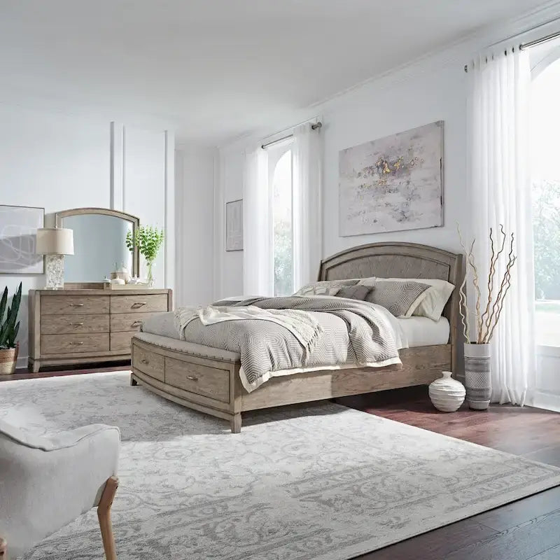 Avalon Burnished Beige Oak King Panel Storage Bed Bedroom Set-23