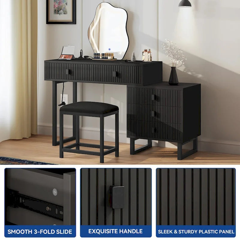 Moasis Expandable Cloud Vanity With Built-in Socket and Lighted Mirror - 49.90 H X 51.10 W X 15.70 D-6