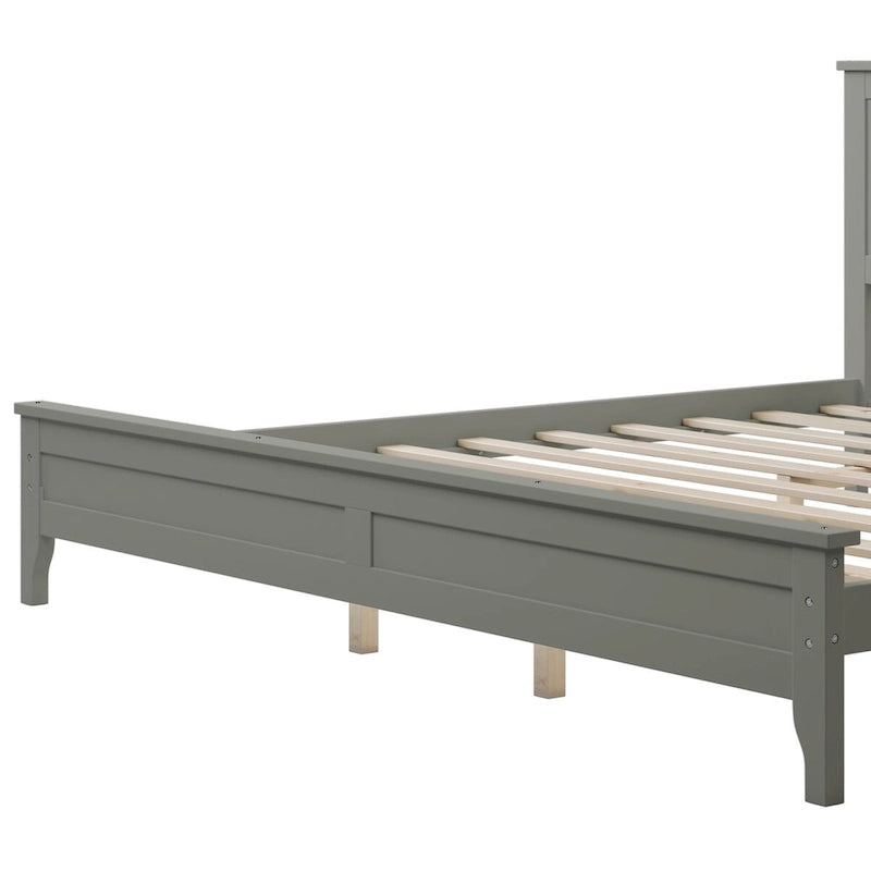 King Platform Bed in Modern Gray Pine Wood - Simple Slat Design, Elegant, High Load Capacity-3