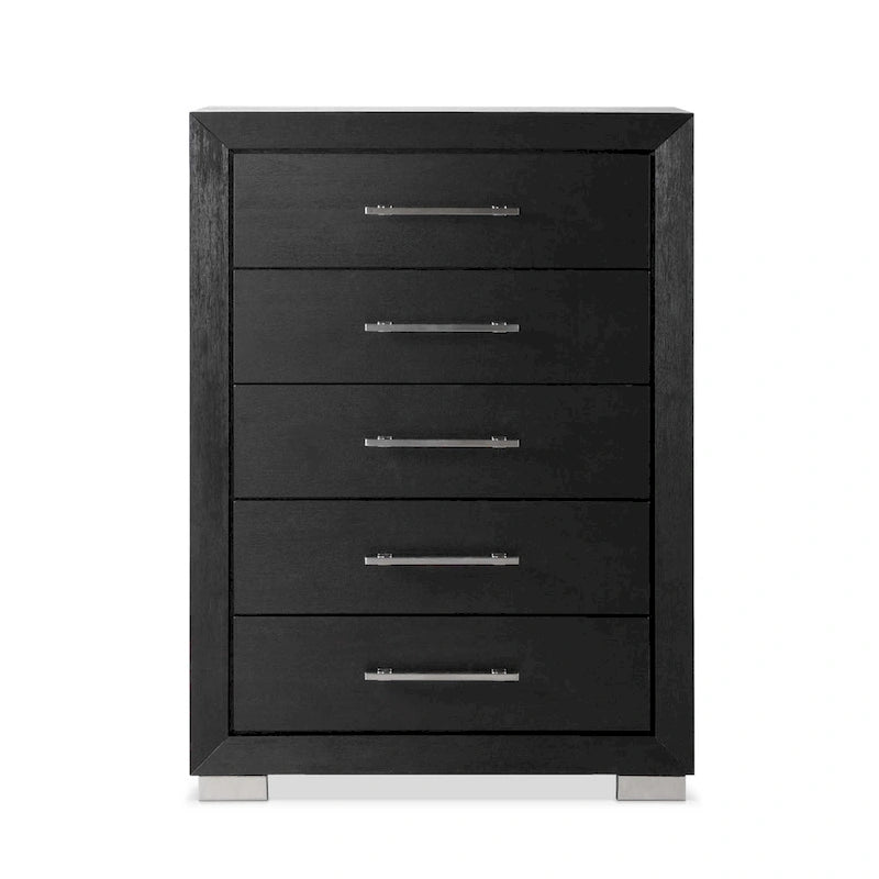 Furniture of America Alaric Modern Black Solid Wood 5-Drawer Storage Chest With Cedar-Lined Bottom Drawer-9