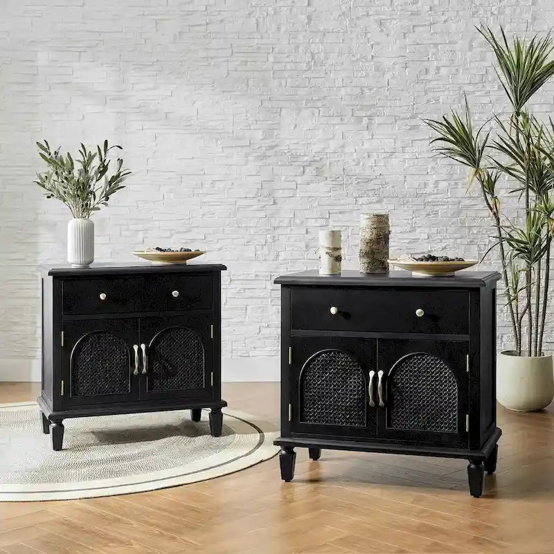 Georg Traditional 27Tall Rattan Nightstand with Adjustable Feet Set of 2 by HULALA HOME-16