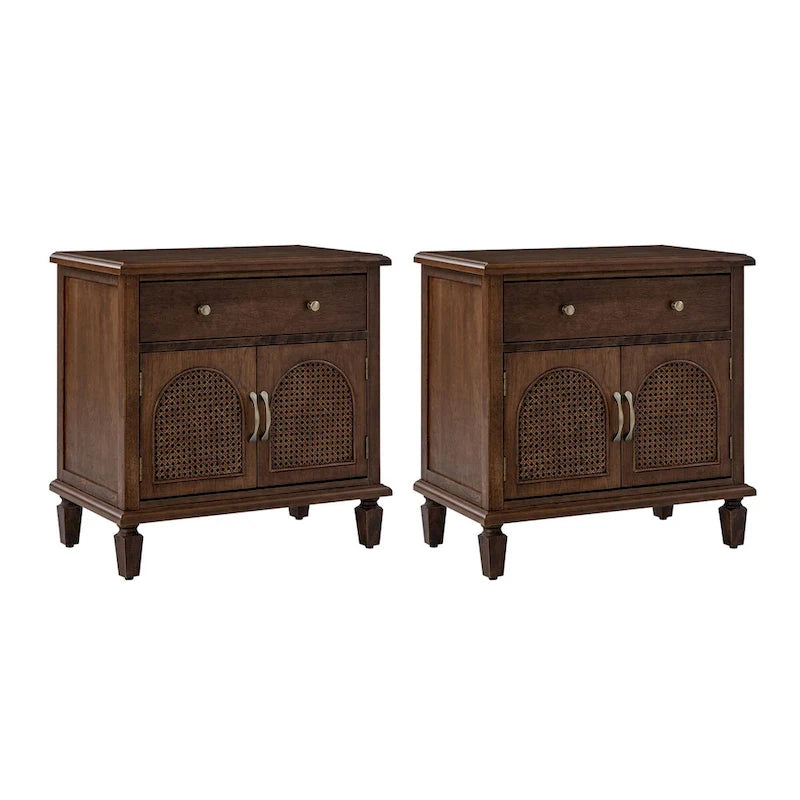 Georg Traditional 27Tall Rattan Nightstand with Adjustable Feet Set of 2 by HULALA HOME-2
