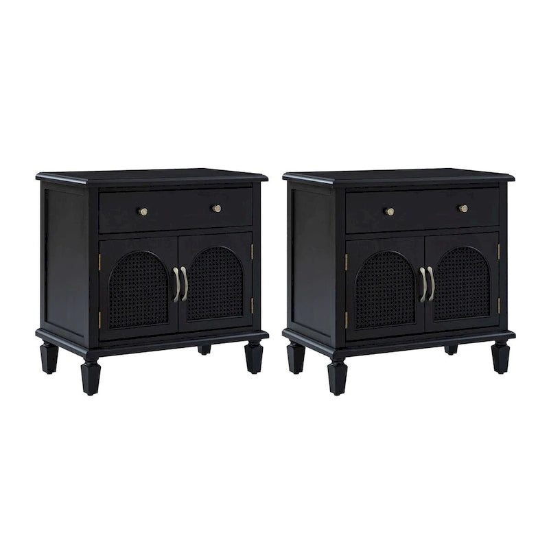 Georg Traditional 27Tall Rattan Nightstand with Adjustable Feet Set of 2 by HULALA HOME-5