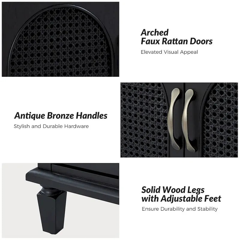 Georg Traditional 27Tall Rattan Nightstand with Adjustable Feet Set of 2 by HULALA HOME-8