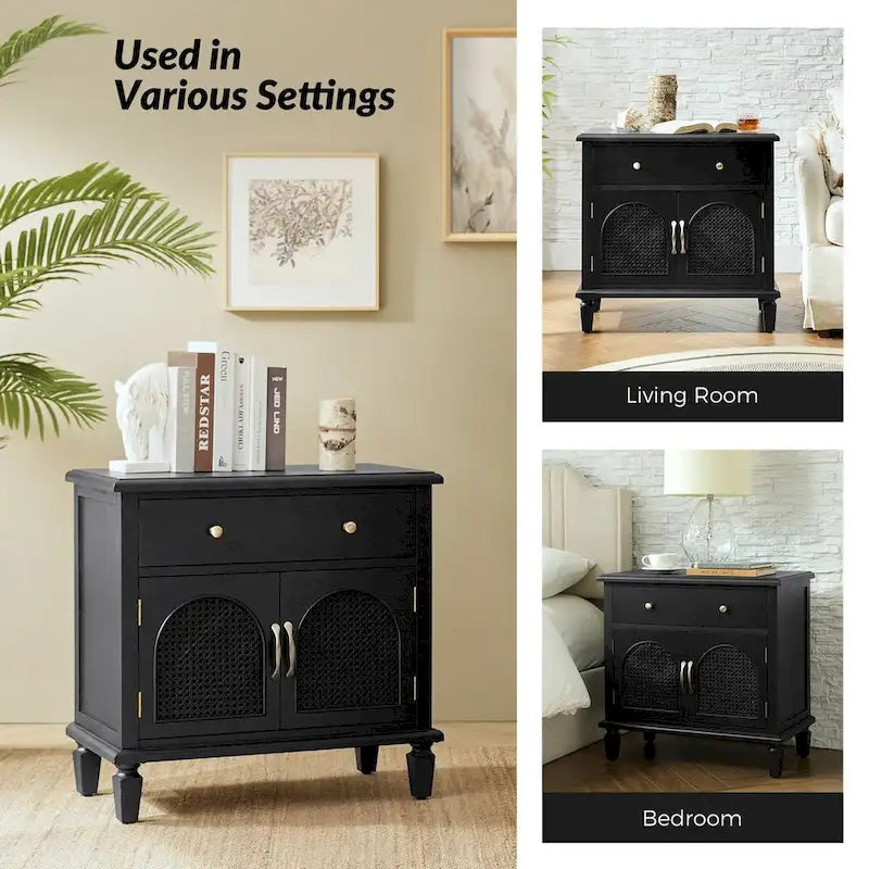 Georg Traditional 27Tall Rattan Nightstand with Adjustable Feet Set of 2 by HULALA HOME-9