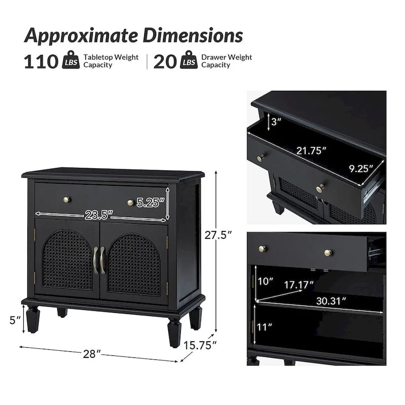 Georg Traditional 27Tall Rattan Nightstand with Adjustable Feet Set of 2 by HULALA HOME-10