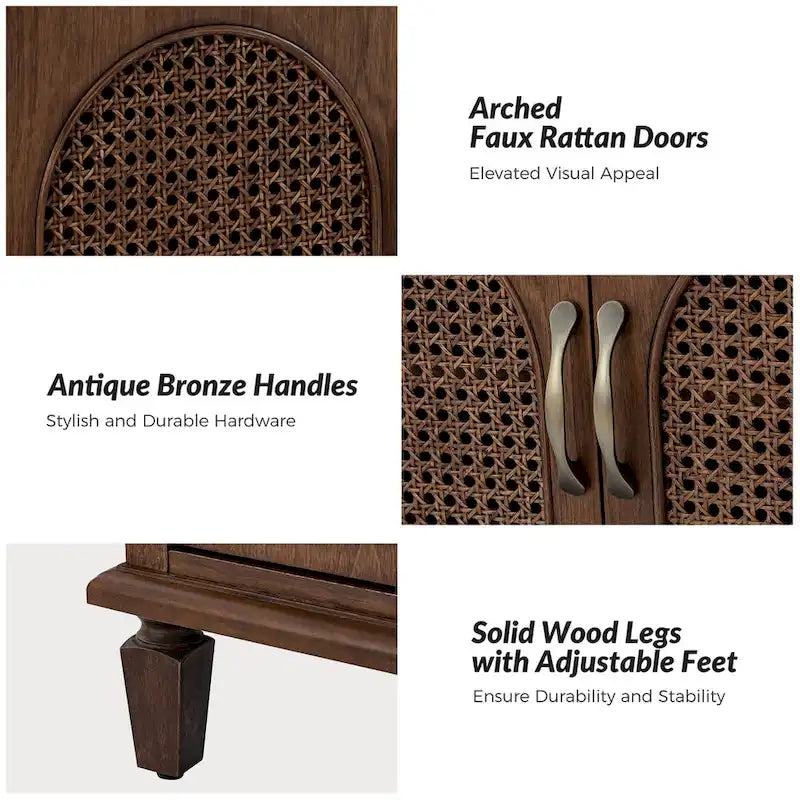 Georg Traditional 27Tall Rattan Nightstand with Adjustable Feet Set of 2 by HULALA HOME-12