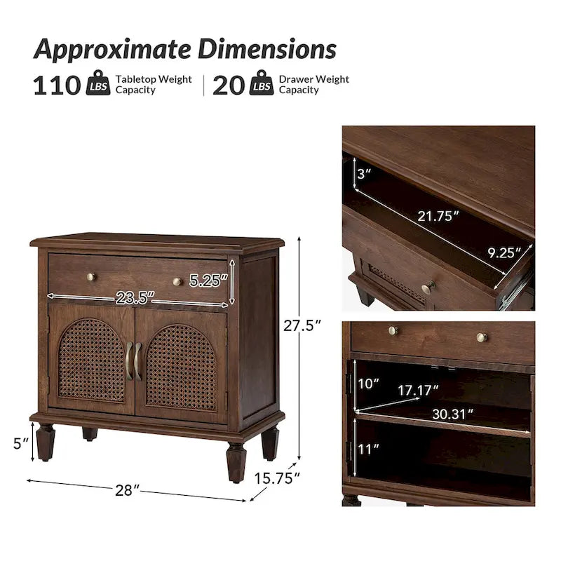 Georg Traditional 27Tall Rattan Nightstand with Adjustable Feet Set of 2 by HULALA HOME-14