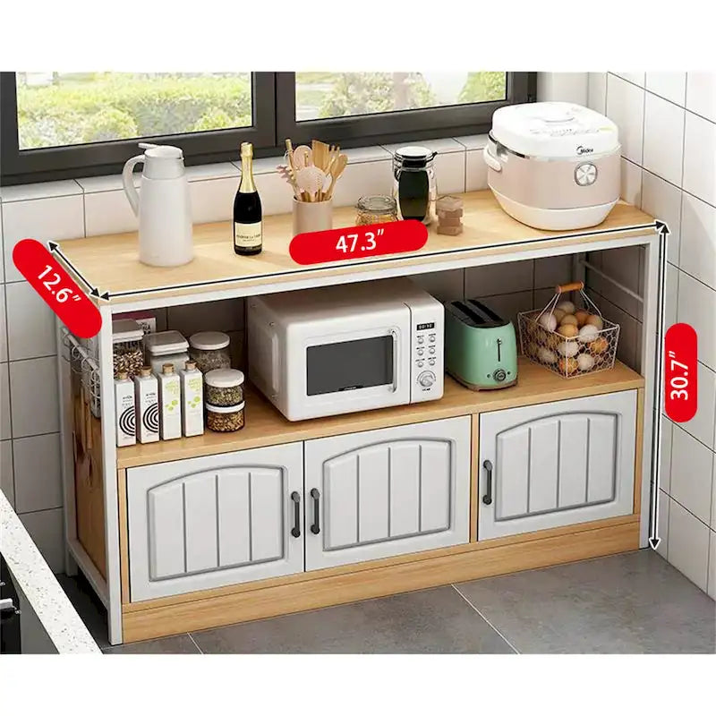 Kitchen Utility Storage Shelf with Cabinet-3