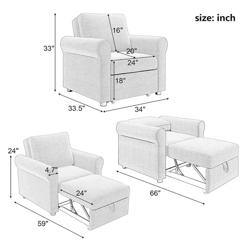 3-in-1 Sofa Bed Chair-13