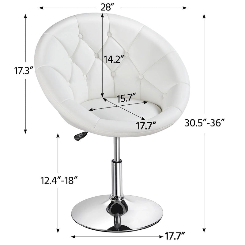 Yaheetech Modern Tufted Faux Leather Barrel Accent Chair-3