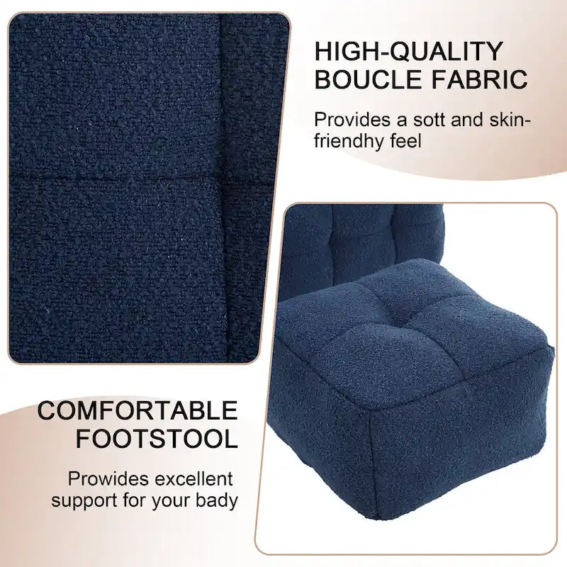 HOMEFUN Boucle Upholstered Tufted Modern Single Side Sofa Chair with Ottoman-5