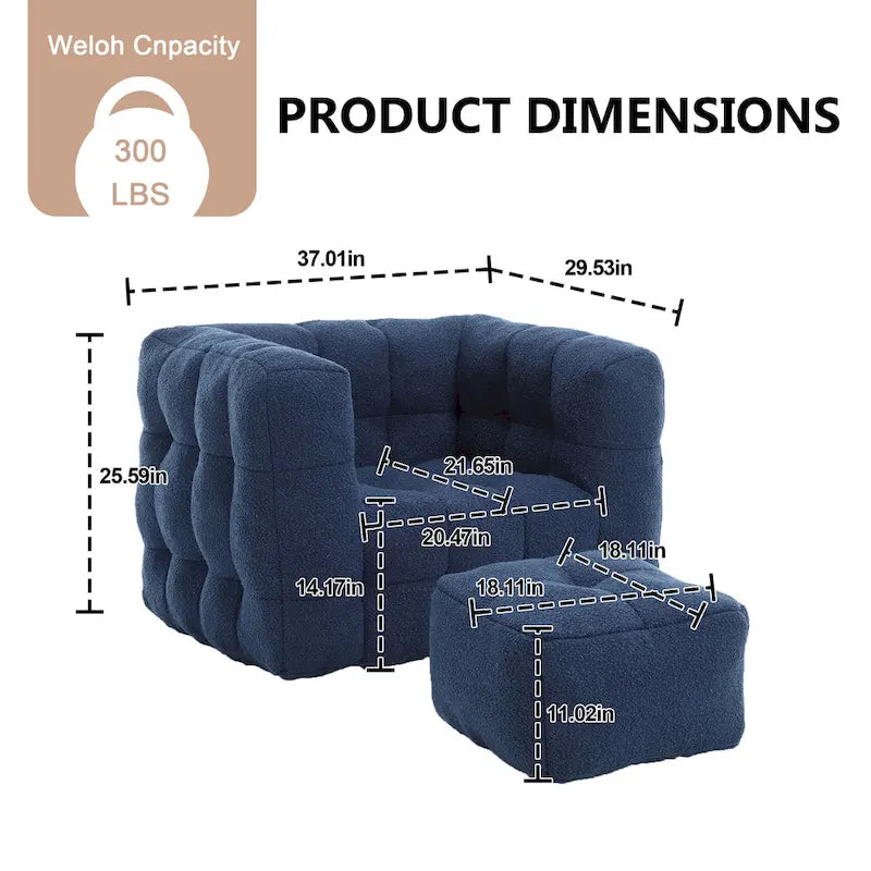 HOMEFUN Boucle Upholstered Tufted Modern Single Side Sofa Chair with Ottoman-7