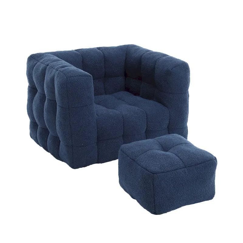 HOMEFUN Boucle Upholstered Tufted Modern Single Side Sofa Chair with Ottoman-8