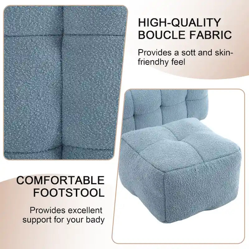 HOMEFUN Boucle Upholstered Tufted Modern Single Side Sofa Chair with Ottoman-12