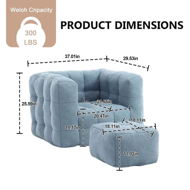 HOMEFUN Boucle Upholstered Tufted Modern Single Side Sofa Chair with Ottoman-14