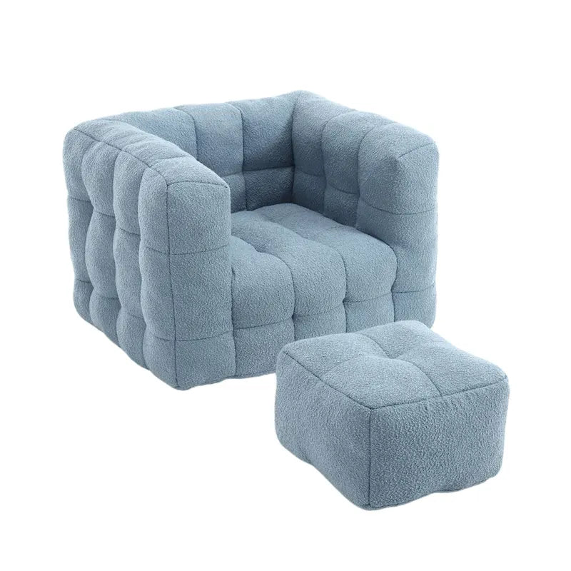 HOMEFUN Boucle Upholstered Tufted Modern Single Side Sofa Chair with Ottoman-15