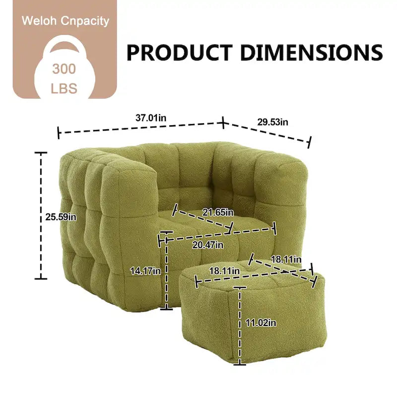 HOMEFUN Boucle Upholstered Tufted Modern Single Side Sofa Chair with Ottoman-21