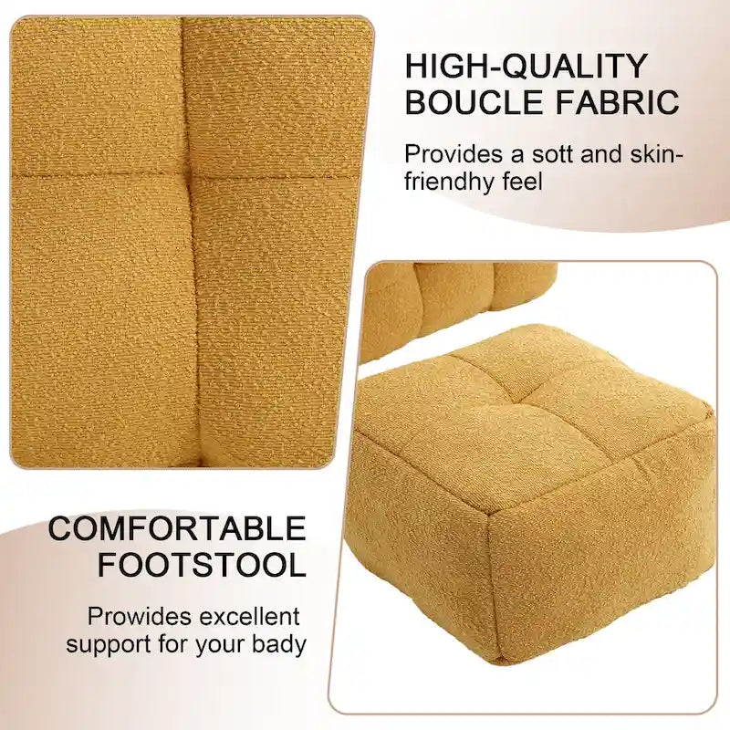 HOMEFUN Boucle Upholstered Tufted Modern Single Side Sofa Chair with Ottoman-26