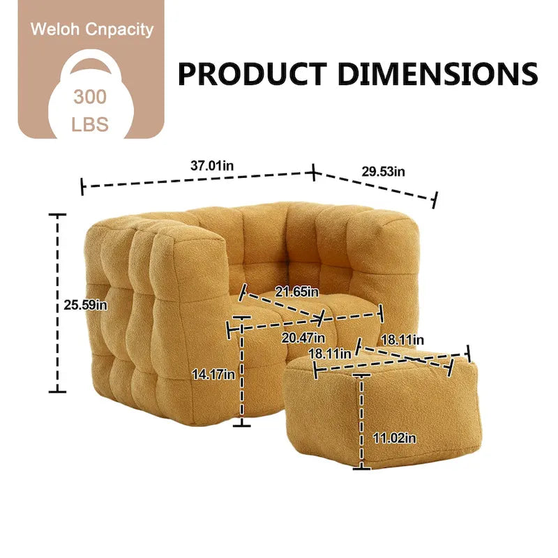 HOMEFUN Boucle Upholstered Tufted Modern Single Side Sofa Chair with Ottoman-28