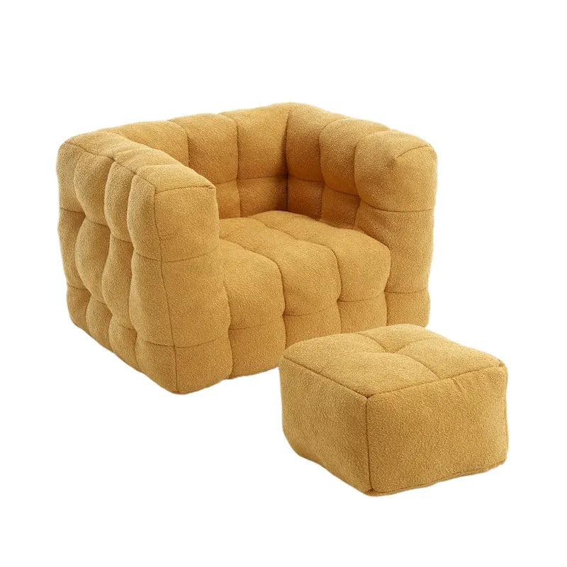 HOMEFUN Boucle Upholstered Tufted Modern Single Side Sofa Chair with Ottoman-29