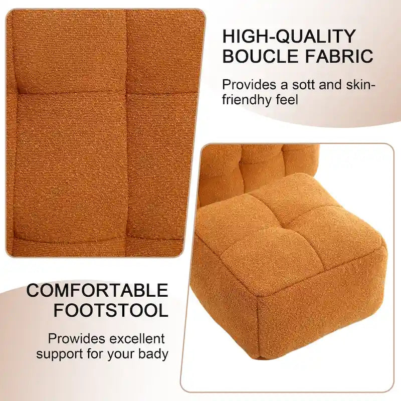 HOMEFUN Boucle Upholstered Tufted Modern Single Side Sofa Chair with Ottoman-33