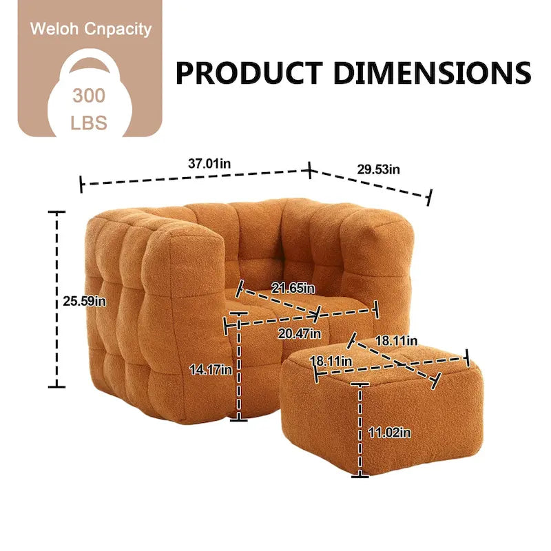 HOMEFUN Boucle Upholstered Tufted Modern Single Side Sofa Chair with Ottoman-35