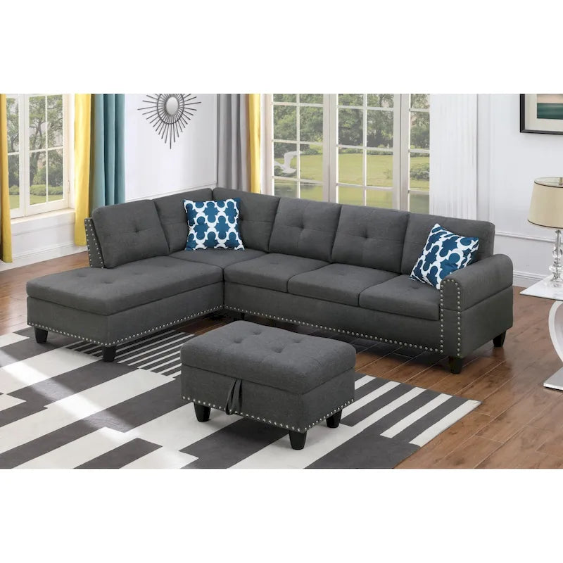Alger 98 Wide Left Hand Facing Sofa & Chaise with Ottoman-38