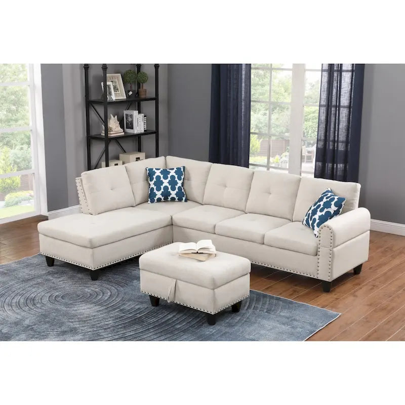 Alger 98 Wide Left Hand Facing Sofa & Chaise with Ottoman-40