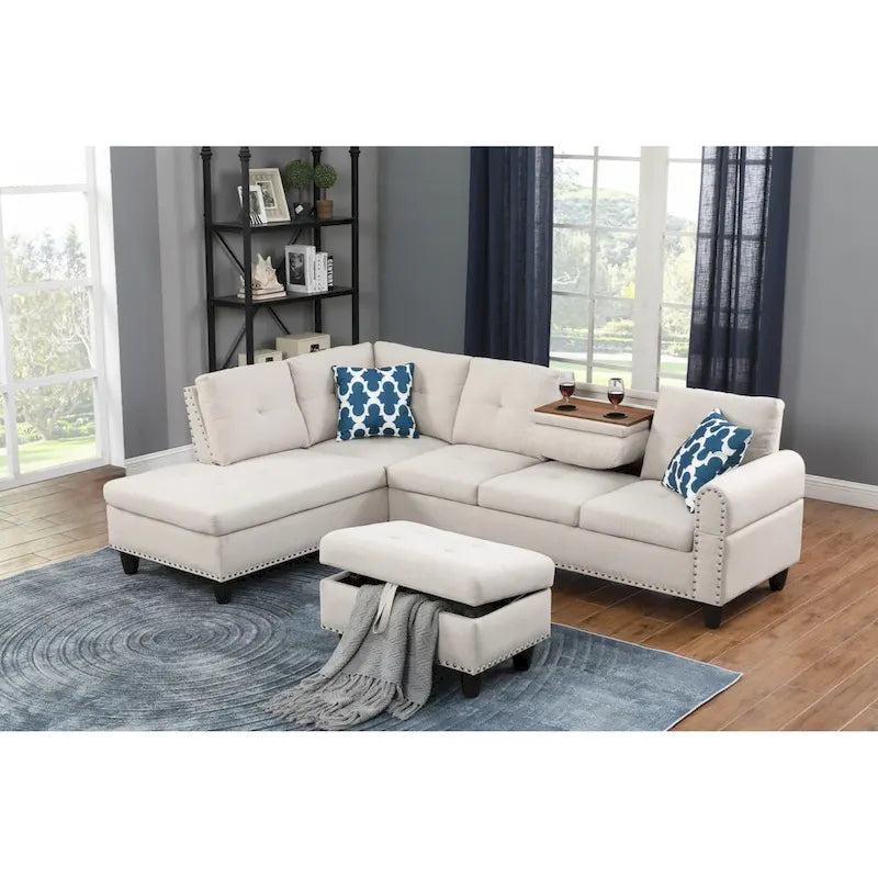 Alger 98 Wide Left Hand Facing Sofa & Chaise with Ottoman-2