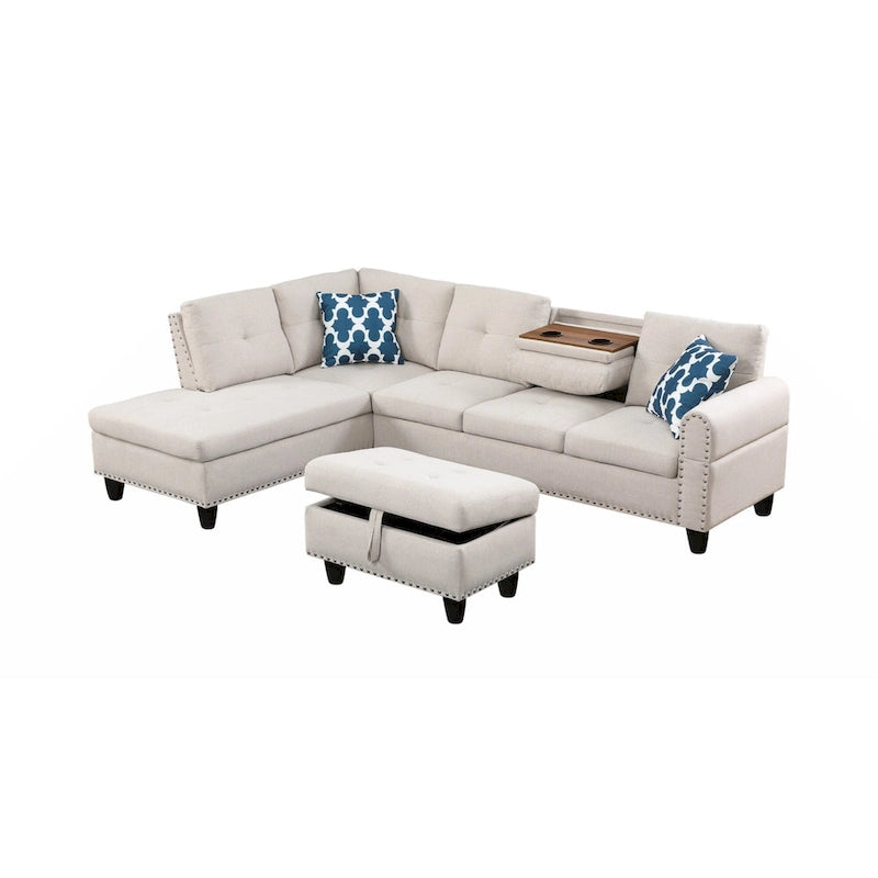 Alger 98 Wide Left Hand Facing Sofa & Chaise with Ottoman-6