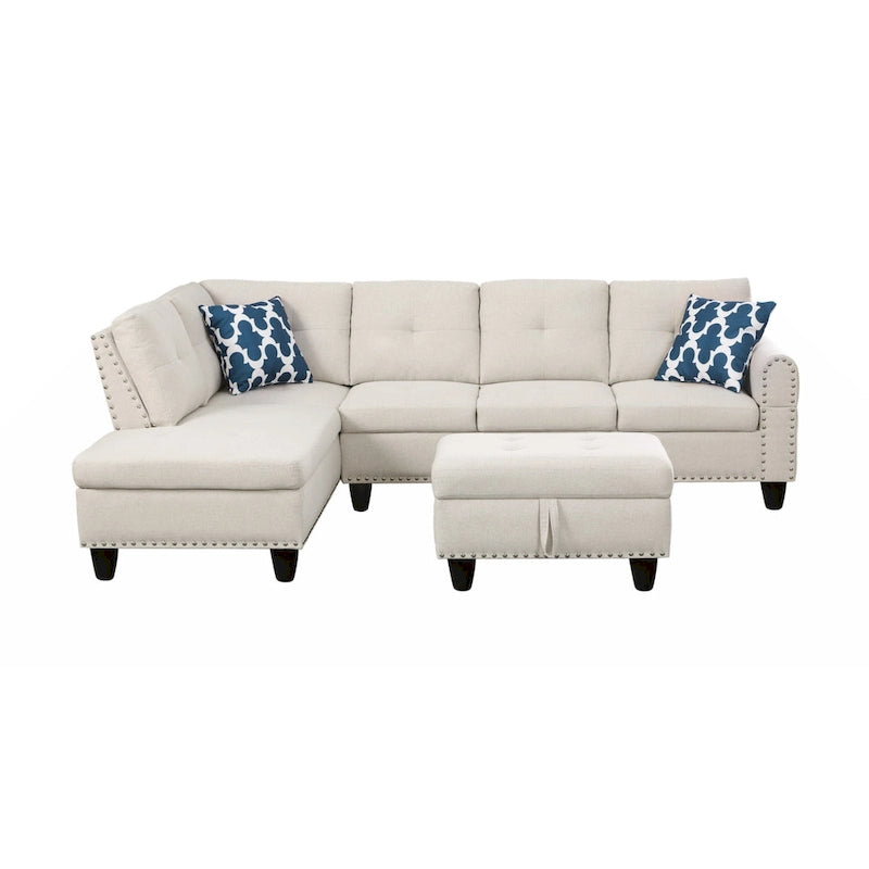 Alger 98 Wide Left Hand Facing Sofa & Chaise with Ottoman-7