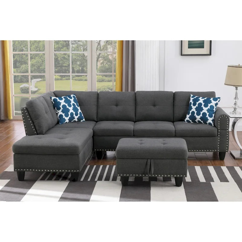 Alger 98 Wide Left Hand Facing Sofa & Chaise with Ottoman-20