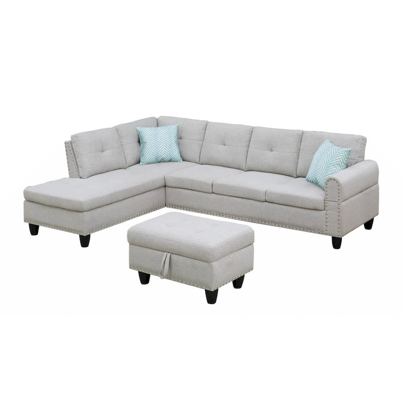 Alger 98 Wide Left Hand Facing Sofa & Chaise with Ottoman-31
