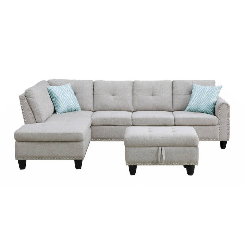 Alger 98 Wide Left Hand Facing Sofa & Chaise with Ottoman-32