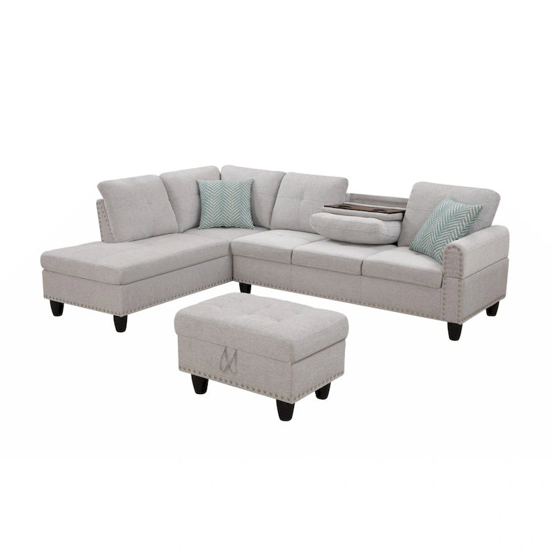 Alger 98 Wide Left Hand Facing Sofa & Chaise with Ottoman-34