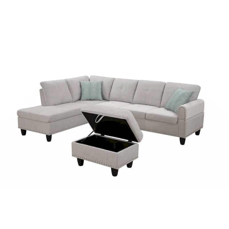 Alger 98 Wide Left Hand Facing Sofa & Chaise with Ottoman-36