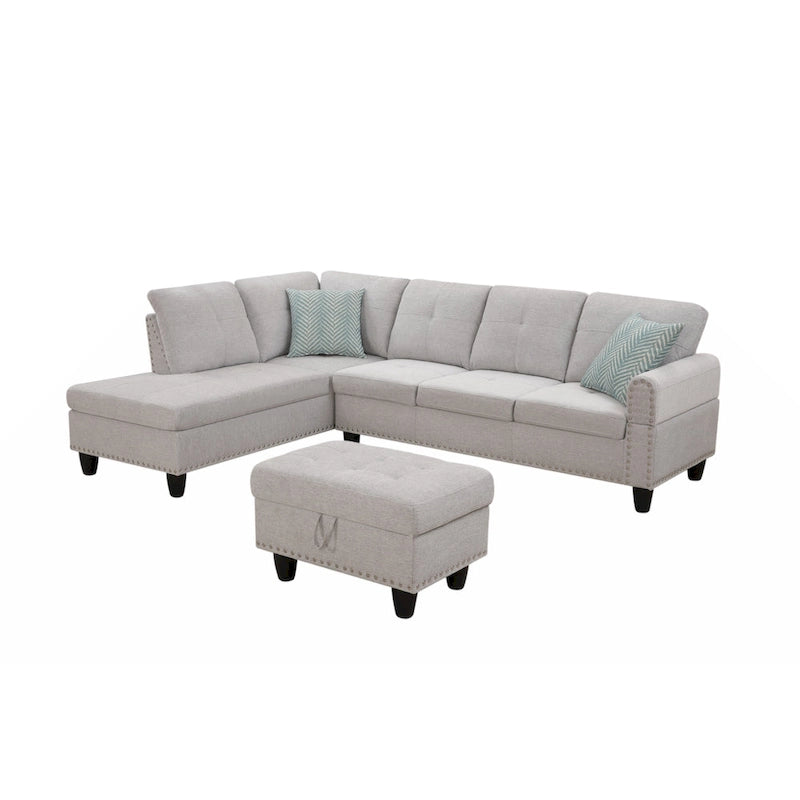 Alger 98 Wide Left Hand Facing Sofa & Chaise with Ottoman-37