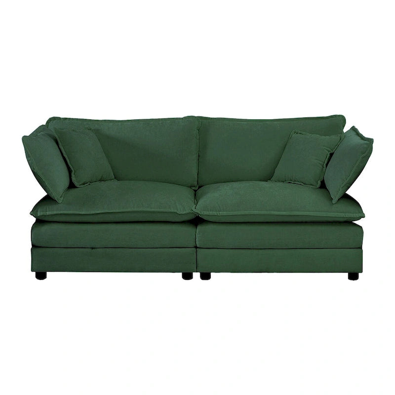 Armless Deep Seat 2 Seater Chenille Fabric Sofa
