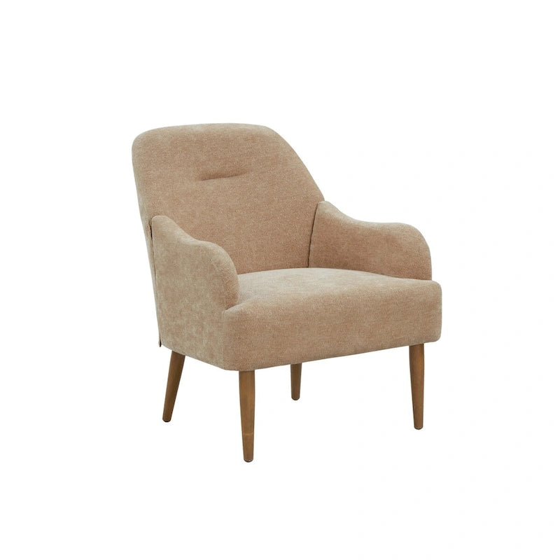 Chenille Armchair, Modern Style Accent Chair with Wood Legs, Comfy Design for Living Room, Bedroom, Office