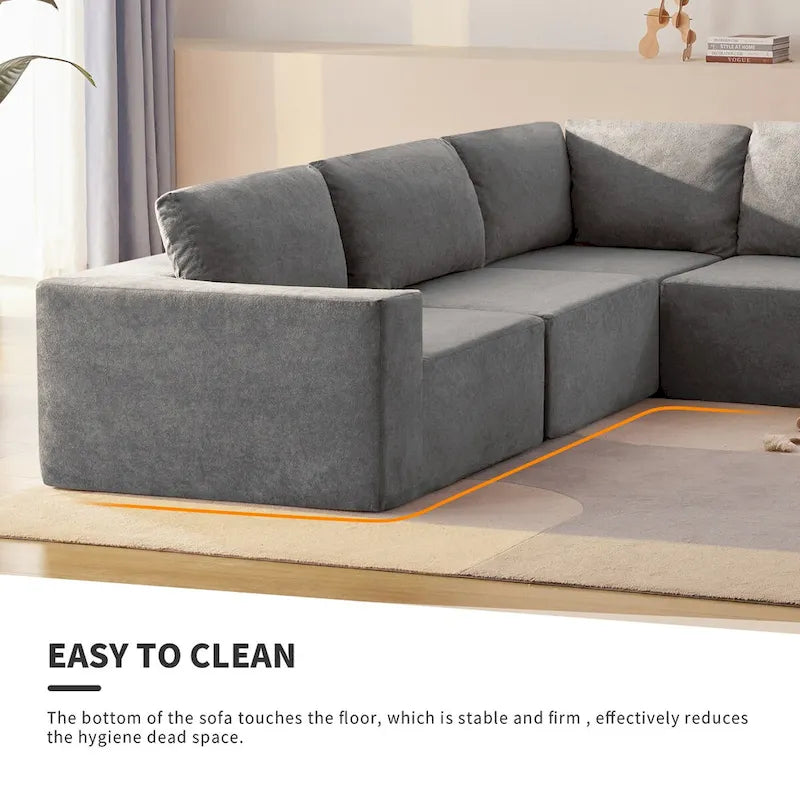 Modular L Shaped Sectional Sofa,Luxury Floor Couch Set,Upholstered Indoor Furniture,Foam-Filled Sleeper Sofa Bed-13