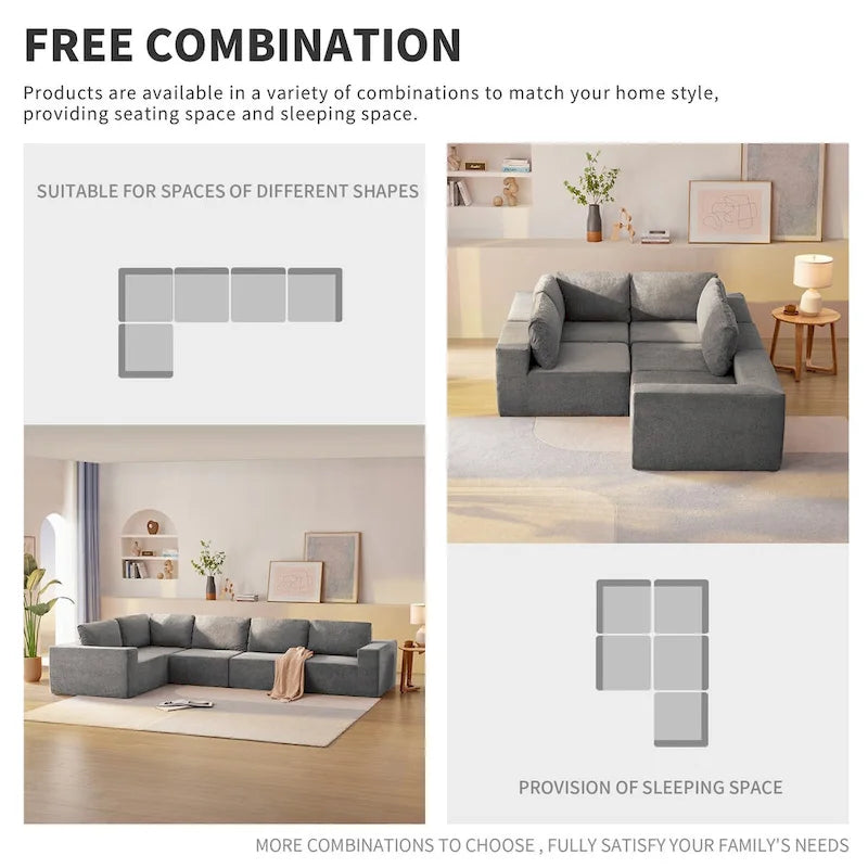 Modular L Shaped Sectional Sofa,Luxury Floor Couch Set,Upholstered Indoor Furniture,Foam-Filled Sleeper Sofa Bed-14