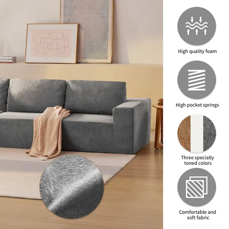Modular L Shaped Sectional Sofa,Luxury Floor Couch Set,Upholstered Indoor Furniture,Foam-Filled Sleeper Sofa Bed-15