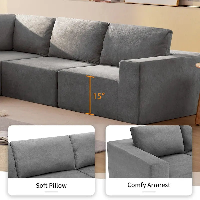 Modular L Shaped Sectional Sofa,Luxury Floor Couch Set,Upholstered Indoor Furniture,Foam-Filled Sleeper Sofa Bed-16