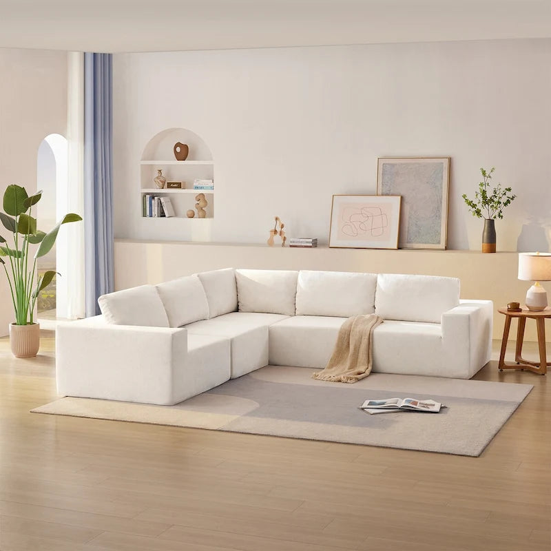 Modular L Shaped Sectional Sofa,Luxury Floor Couch Set,Upholstered Indoor Furniture,Foam-Filled Sleeper Sofa Bed-21