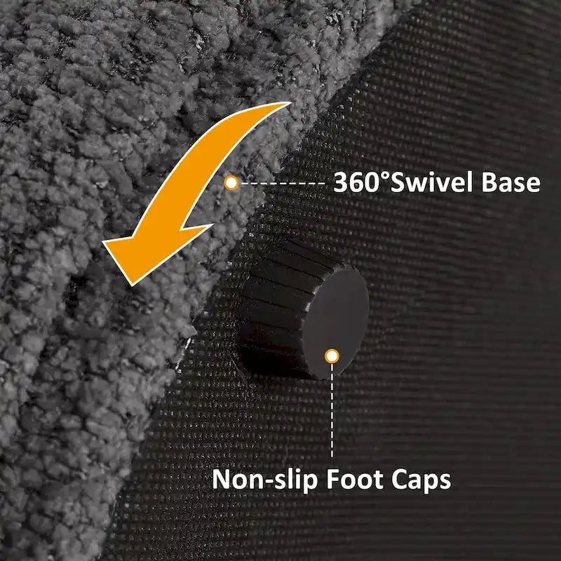 VANOMi Djembe Boucle Upholstered Ottoman with Swivel Base, Pouf, Swivel Vanity Stool for Living Room, Walk-in Closet-14