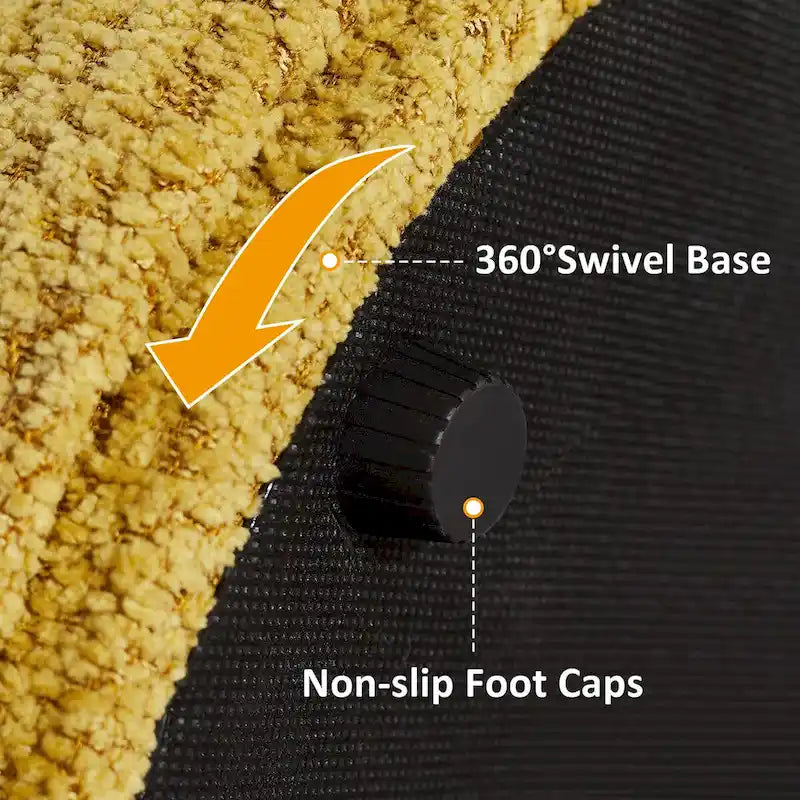 VANOMi Djembe Boucle Upholstered Ottoman with Swivel Base, Pouf, Swivel Vanity Stool for Living Room, Walk-in Closet-22