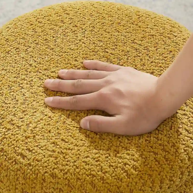 VANOMi Djembe Boucle Upholstered Ottoman with Swivel Base, Pouf, Swivel Vanity Stool for Living Room, Walk-in Closet-23