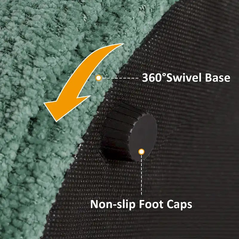 VANOMi Djembe Boucle Upholstered Ottoman with Swivel Base, Pouf, Swivel Vanity Stool for Living Room, Walk-in Closet-29