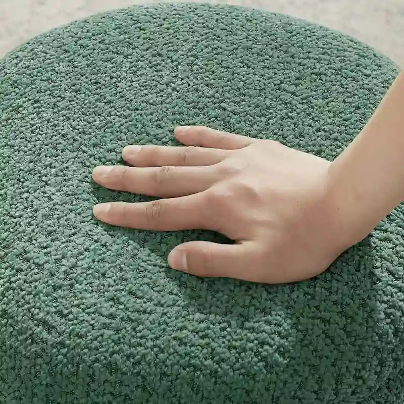 VANOMi Djembe Boucle Upholstered Ottoman with Swivel Base, Pouf, Swivel Vanity Stool for Living Room, Walk-in Closet-30